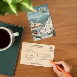 Park City, Utah, Retro Ski Hill (4x6 Birch Wood Postcards, 2-Pack Stationary, Rustic Home Wall Decor)