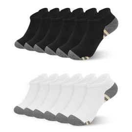 RIPBIG Copper Ankle Compression Socks for Women & Men 6Pairs- Plantar Fasciitis Arch Support Running Socks for Athletic（01-3B3W X/L）