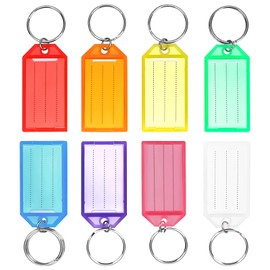 silttble Pack of 20 Key Fobs, Small with Signs for Labelling, 8 Colours, Plastic Key Tags with Ring for Keys, Pets ID, Luggage, Home, Hotel and Office
