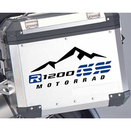 2pcs R1200GS Motorcycle R1200 Adventure Sticker R 1200 GS for Touratech Givi Trekker Outback Panniers (Black/Blue)