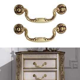 CcHhyyt Pack of 2 Vintage Brass Handles, Antique Cabinet Handle, Brass Handle for Kitchen Cupboard, Drawer, Chest of Drawers, Vintage Hardware, Retro Pure Brass Metal Furniture Handle (2, Red, 128 mm)