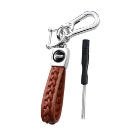 CGEAMDY Car Key Fob, Leather Braided Key Ring, Car Anti-Lost Keychain Pendant, Car Key Ring Accessories for Motorcycle (Brown)