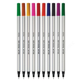 DOLLAR PointerStic Fineliner Pens, MULTICOLOUR, Fine Point (0.3mm), Pack of 10, Precise Write Draw Sketch Colour, Ideal for Artists Architects Technical Drawing