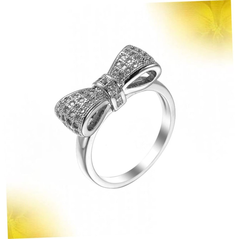 SAFIGLE Fashionable Zirconia Ring Bow Women's Jewelry Special Occasion for