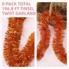 200 FT Orange Tinsel Garland Christmas Decorations Metallic Tinsel Wall