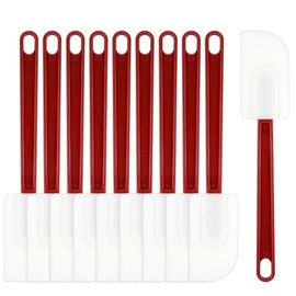 10 Pcs Silicone Rubber Spatula, Commercial Grade Silicone Spatulas Heat Resistant, Non Stick Heavy Duty Scraper for Kitchen Cooking Mixing Frying Spreading Baking, Dishwasher Safe (10 Inch)