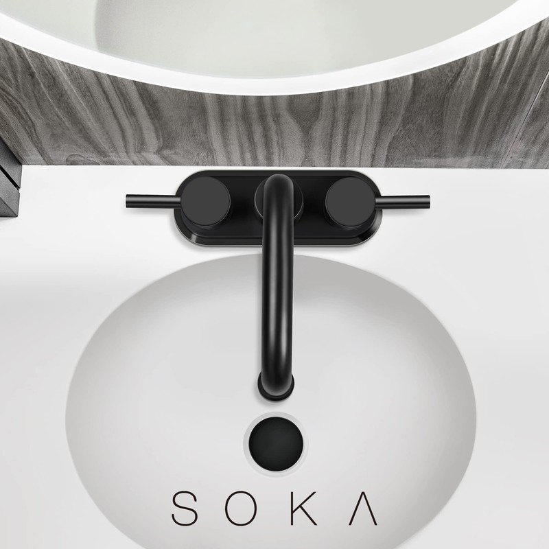 SOKA Centerset Bathroom Faucet 2 Handles 4 Inch Commercial Hand
