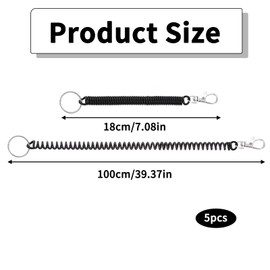 Yuiturt 5 Pcs Retractable Lanyard Keychain, Anti-Lost Key Holder with Metal Lobster Clasp, Elastic Coil Spring Cord for Keys, ID Cards, Fishing, Climbing, Outdoor Use et Téléphones (Black)