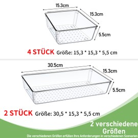 6 Stücke Klar Schubladen Organizer, Groß 30 cm mit 2 Größen, Schminktisch Schubladen Ordnungssystem, Make Up Badezimmer Drawer Organizer, für Küchen, Kosmetik, Schreibtisch, Büro, Bad Schublade
