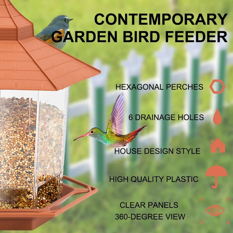 OKONOS Automatic Bird Feeder Hanging Seed Food Dispenser for Parrots
