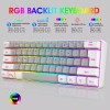 Snpurdiri 60% Wired Gaming Keyboard, RGB Backlit Mini Keyboard (White-Grey)