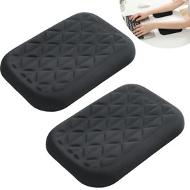 LargeLeaf - Almohadilla ergonómica para muñeca y codo para computadora con espuma viscoelástica y base antideslizante, alivia el dolor de codo y apoyabrazos (16.0 x 10.92 cm, negro, 2 unidades)