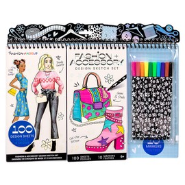 Fashion Angels Fashion & Accessory Design Sketch Set, Includes Sketch Pad with Stickers & Markers, Ultimate Fashion Design Sketch Book for Girls