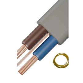 6mm Twin and Earth 6242Y Flat Grey Cable with a cut of Earth sleeving COOKER HOB OVEN (6.0MM, 2, meter)