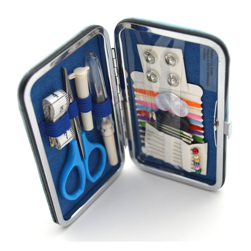 Kleiber Pocket Sized Hard Case Travel Sewing Kit including Scissors/Thread/Spare