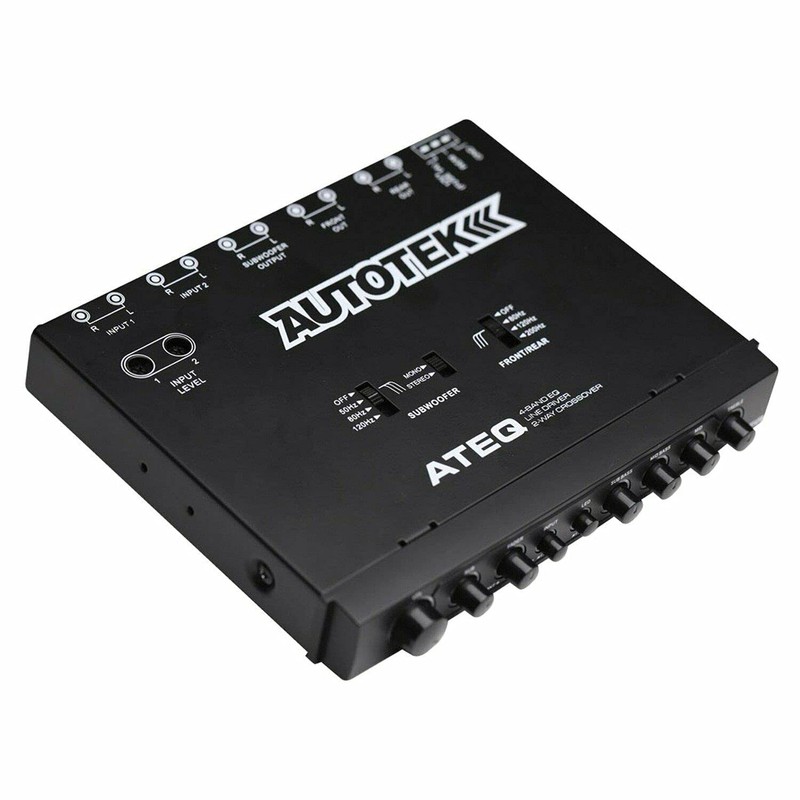 Autotek ATEQ 4-Band Audio Equalizer with Built-in 2-Way Crossover, 1/2