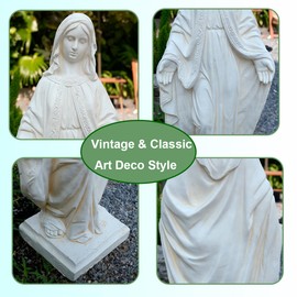Keslecy Virgin Mary Outdoor Statues, Garden Religious Decorations, Indoor Mother Mary Statue, Garden Sculptures & Statues for Home Yard Patio Lawn Deck Hallway, Ivory