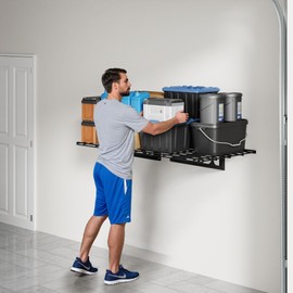 FLEXIMOUNTS 2x3 ft Garage Wall Shelving, Heavy Duty Garage Storage Rack 1-Pack, Holds Up to 400 lbs, Ideal for Organizing and Storing Storage Bins, Black