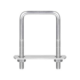 TA-VIGOR 8 sets M6 Square U-Bolts, 40mm Inner Width 80mm Length 304 Stainless Steel U-Bolts with Nut, Plate for Attaching Piping Conduit Cable Tube Brackets Boat Trailer