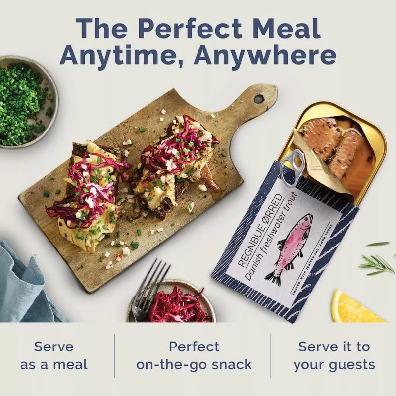 Fangst Regnbue Orred | Tinned Smoked Freshwater Trout with Juniper