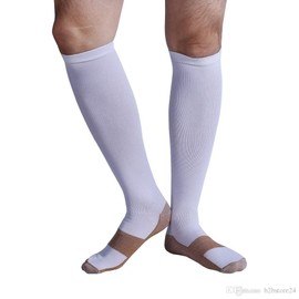 Bcurb Graduated Compression Socks Women and Men - Best Medical, Nursing, Running, Fitness, Sports, Travel & Flight Sock - Over The Calf Below Knee High (White/Copper - 5 Pair, Lg/XL)