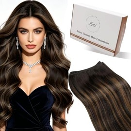 Hetto Weft Hair Extensions Balayage Dark to Ash Brown 22Inch 100g
