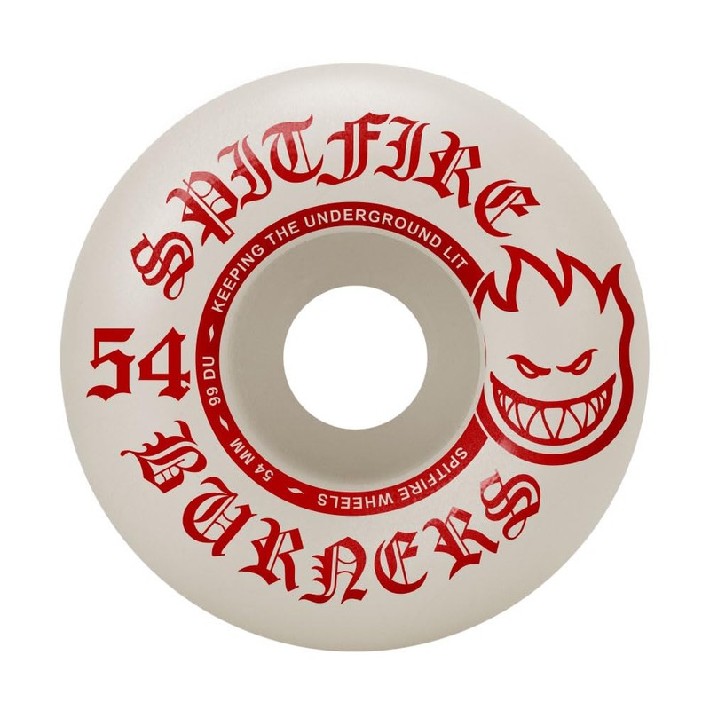 Spitfire Skateboard Wheels Burners 54mm 99A White/Red
