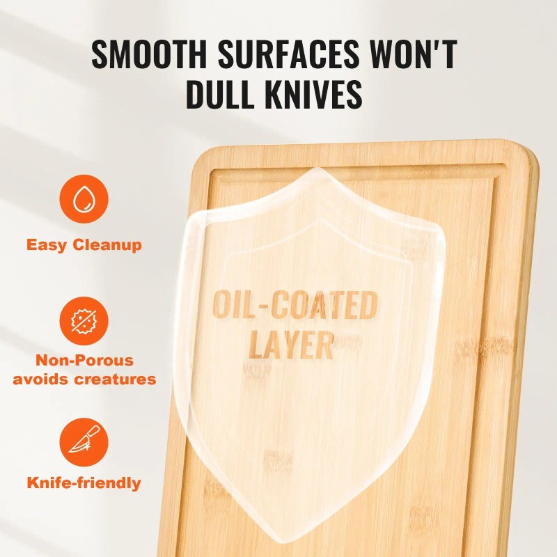 Premium Versatile Bamboo Cutting Board with Built-in Handle Cooking Tool