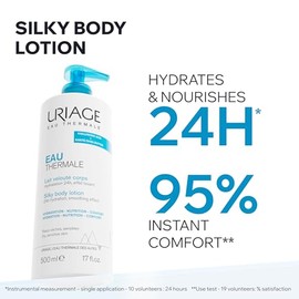 Uriage Eau Thermale Loción corporal hidratante con manteca de karité y ácido hialurónico - Hidratación intensa durante 24 horas. Loción corporal liger