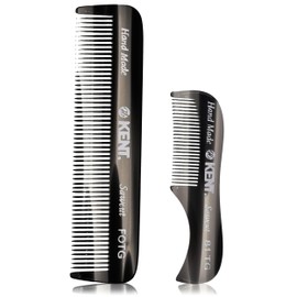 Kent 81T FOT Black Graphite Beard Pocket Comb Set for Men - Beard Kit for Travel and Home, Mustache Comb for Men, Mini Comb Beard Combs for Mens Grooming, Sawcut Hand polished Made in England