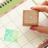 Square Stamps Flower Pattern Stamp Wooden Rubber Stamp Flower Motif