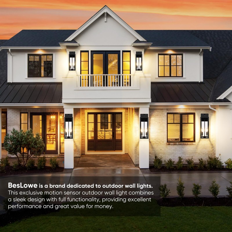 2-Pack Upgraded Motion Sensor Outdoor Wall Lights, 18” Large Dusk