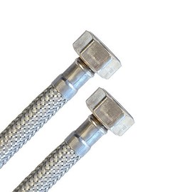 H2O-Flex® Panzerschlauch beidseitig 1/2 Zoll ÜM, Flexschlauch mit 2 x 1/2" Überwurfmutter DN8 für Sanitär Armaturen mit Trinkwasserzulassung 500mm