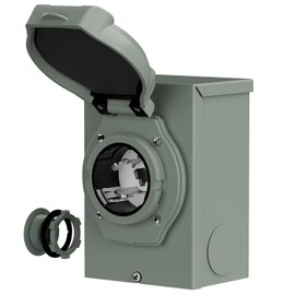 Nema SS 2-50 50-AMP/125V 250V Waterproof Power Inlet Box, ETL Listed 50A Generator Power Inlet, Outdoor use 2-50 50A 125V/250V Inlet Box with LED Light AD0070