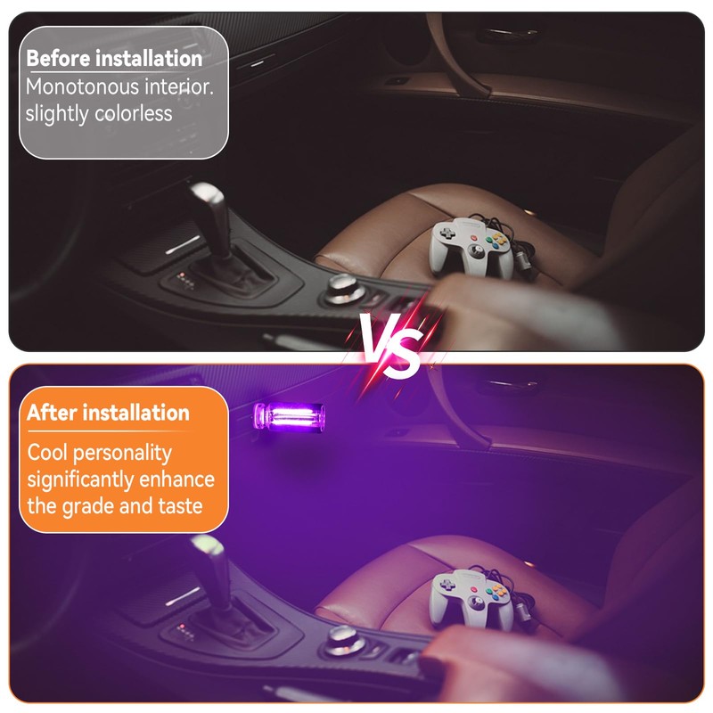 8Pcs USB LED Car Interior Atmosphere Light, Mini Retro Car