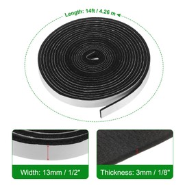 sourcing map Smoker Gasket Seals 14FT 1/2" x 1/8" High Temp Grill Gasket Replacement High Heat BBQ Gasket Tape BBQ Smoker Gasket Self Stick Felt for Smokers BBQ Lid