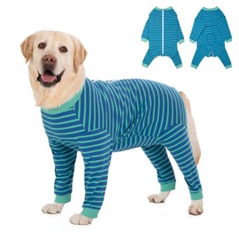 Yeapeeto Dog Onesie Surgery Recovery Suit for Large Medium Bodysuit Dogs Pajamas PJS Full Body for Shedding, Prevent Licking, Wound Protection, Cone Alternative… (Blue Green, 4X-Large (Pack of 1))