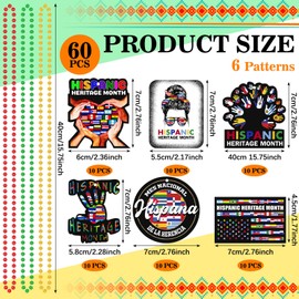 Sasylvia 60 Pcs Hispanic Heritage Month Bead Necklaces with Felt Pendant in 6 Styles Spanish Latino America Heritage Month Necklaces for Party Decoration Supplies Events Celebration