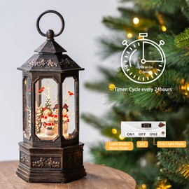 Christmas Snowman Choir Snow Globe Lantern with Swirling Glitter, USB Lined/Battery Operated Lighted Musical Snowman Carolers Water Lantern for Christmas Festival Decoration Gifts