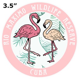 Blue Heron Flamingos Rio Maximo Wildlife Reserve Car Truck Window Bumper Sticker Decal - Light Pink
