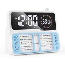 Visual Timer for Kids/Adults, ADHD Tools for Kids with Visual Schedule, 6-in-1 Time Timer with Alarm/Countdown/Digital Clock/Chore Chart, Smart Autism/ADHD Task Timer for Home Classroom - Blue