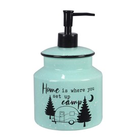 Young's Inc. Farmhouse Soap Dispenser - Decorative Dish and Hand Soap Dispenser for Bathroom and Kitchen - Camper Home, Blue - 4.53" x 4.53" x 7.48"