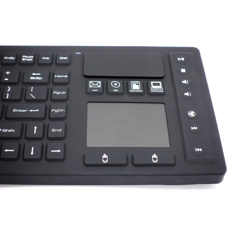DSI RF Wireless Keyboard with Touchpad IP67 Waterproof Silicone Black