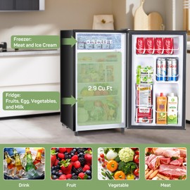 Zibbizo Zibbizo Upgraded Mini Fridge for Bedroom 3.2 Cu.Ft Small Refrigerator with Freezer for Dorm Office, Compact Single Door Adjustable Thermostat Low Noise, 17.5" D x 17.7" W x 31.5" H, Black