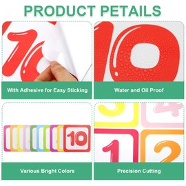 10 PCS Number Lattice Floor Sticker with 1 Pair Kids Footprint Stickers, Removable Vinyl Floor Decals for Classroom, Sensory Path Decal for Floors, Classic Funny Games Walk Decals for School Hallway