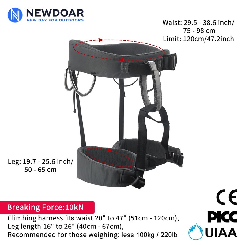 NewDoar Climbing Harness, Mountaineering Rock Climbing Harness, Half Body Harness