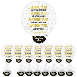 Threehoney 8 Set 2025 Graduation Gifts Foldable Fans,Graduation Party Favors Sublimation Hand Held Round Fans Collapsible Portable with Handles & Bags for School Graduates Activities(Black Gold)