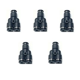 VETLEY Pneumatic PY Series 1/8 Inch Tube OD Y Spliter Fittings Tube Push Fit Fittings Tube Fittings Push Lock,Black Plastic Push to Connect PY-1/8(Pack of 5)