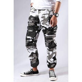 BACKBONE Mens Casual Street Fashion Camo Cargo Pants Army Combat Military BDU Pants Work Hunt Pants (City Camo,Size 36)