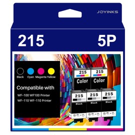 Joyinks 5-Pack 215 Ink Cartridges Remanufactured Replacement for WF-100 WF-110 EC-C110 Printer (3-Black 2-Tri-Color)